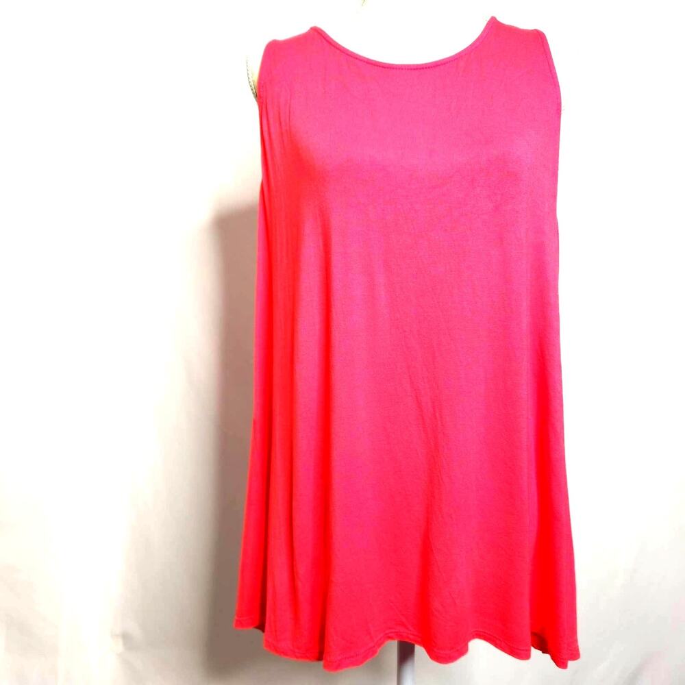 The ZigZag Stripe Sleeveless Pink Tunic Length Top Plus Size 2XL Soft Light